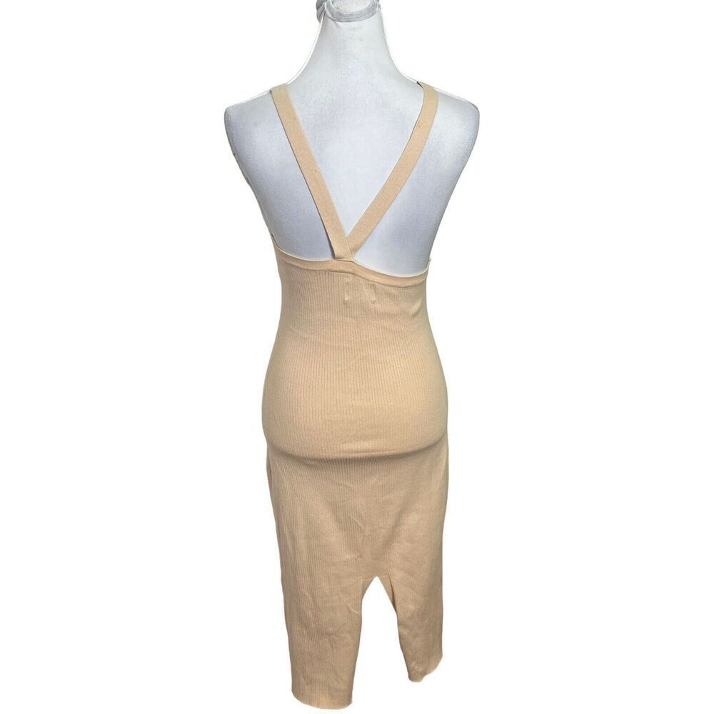 SNDYS Lucid Dress Ribbed Knit Midi Sleeveless Slit Sand Women’s Small Cotton - Picture 5 of 10